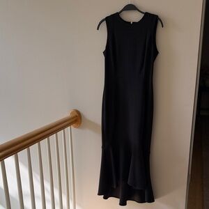 Calvin Klein Black Midi Dress with flounce hem